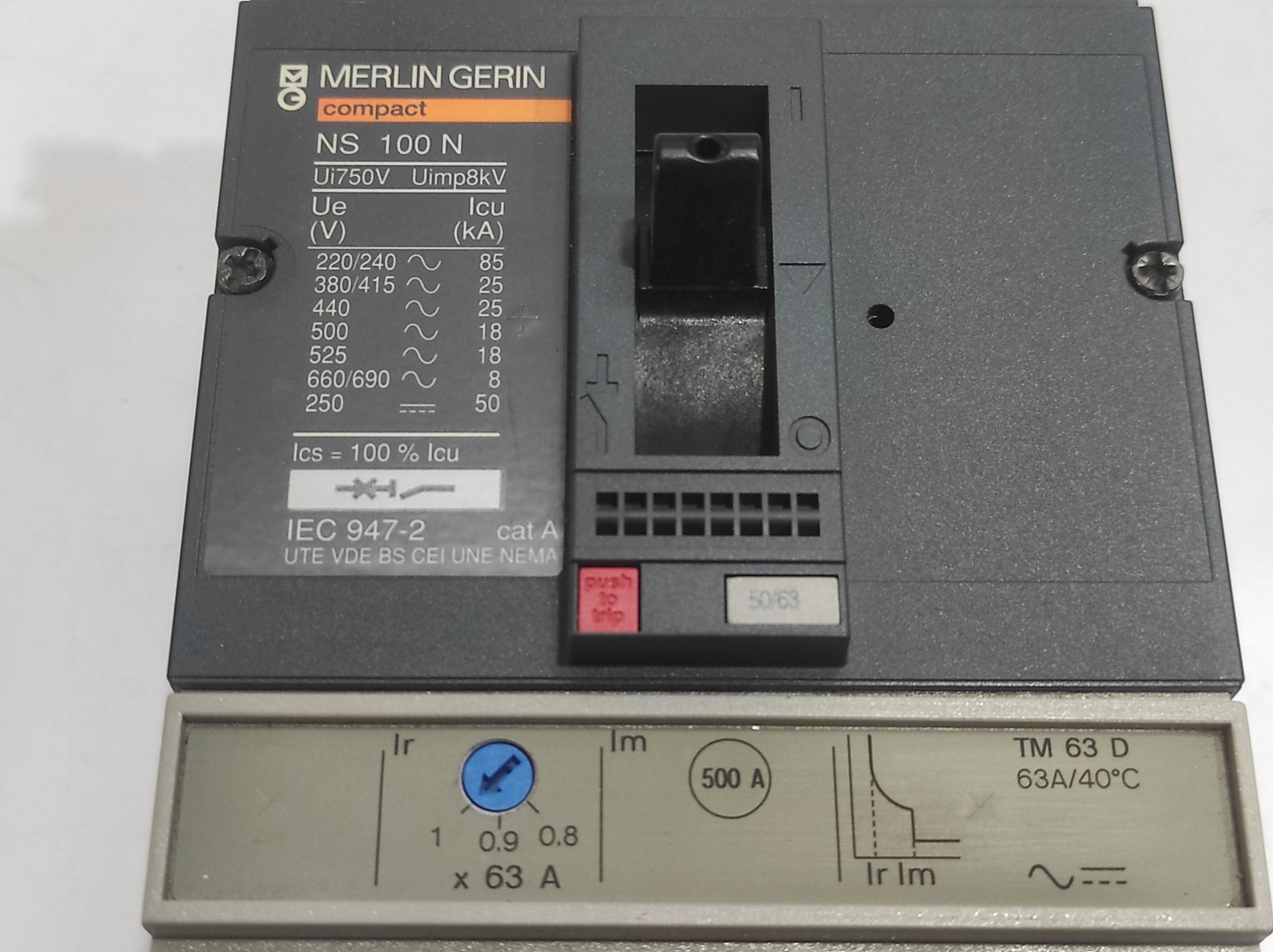 Merlin Gerin 29632 Circuit Breaker NS100N 3P TM63D
