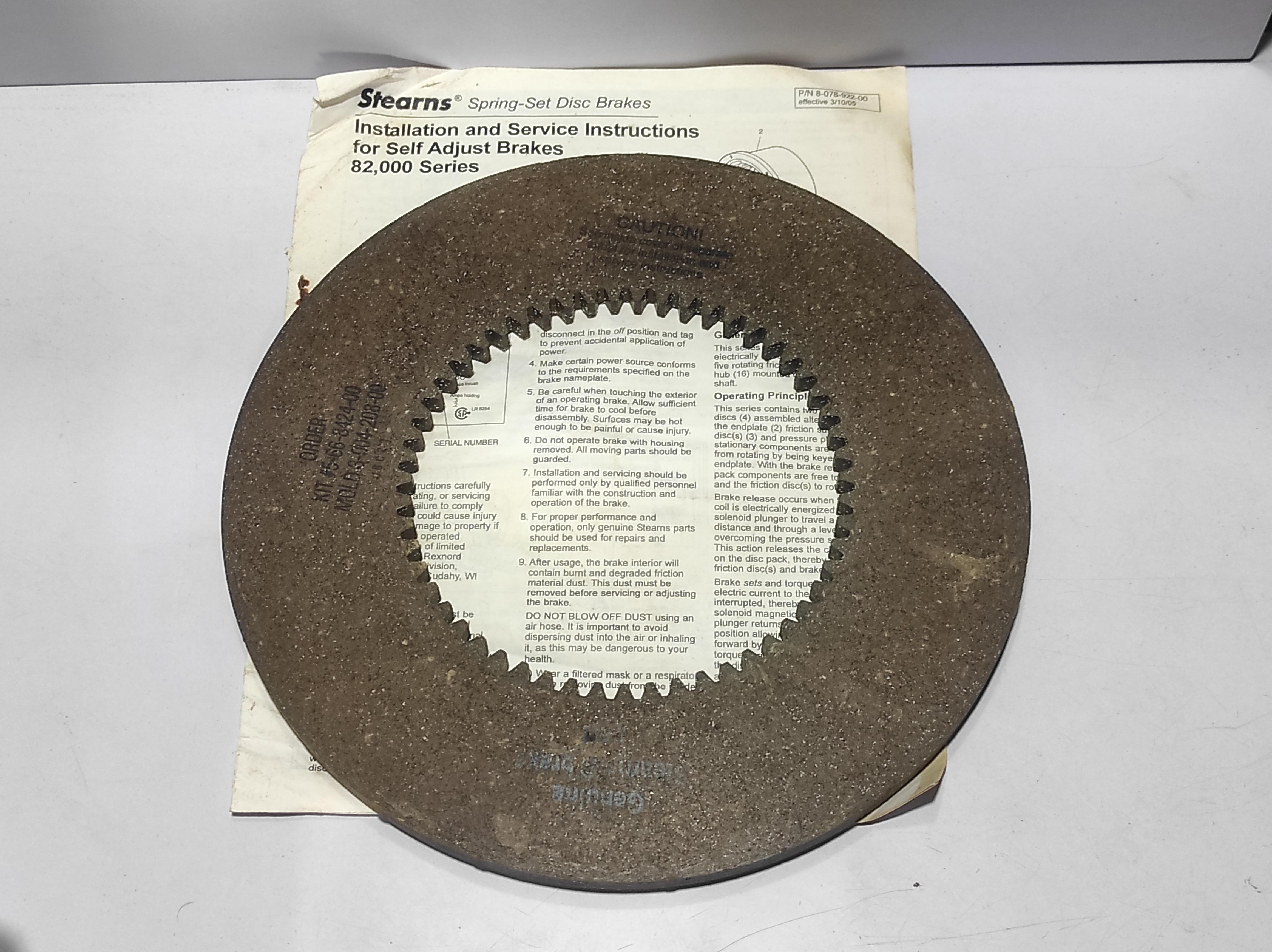 Stearns 5-66-8424-00 Friction Disc Kit