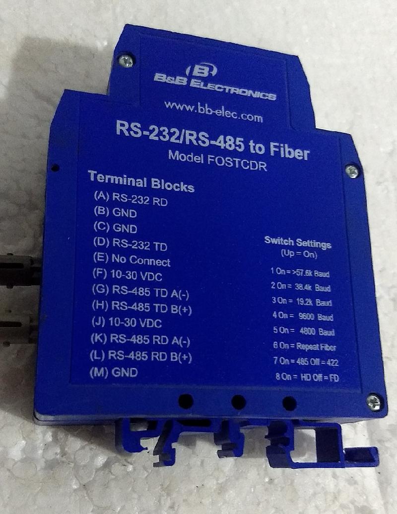 B&B ELECTRONICS FOSTCDR RS-232/RS-485 FIBER OPTIC CONVERTER