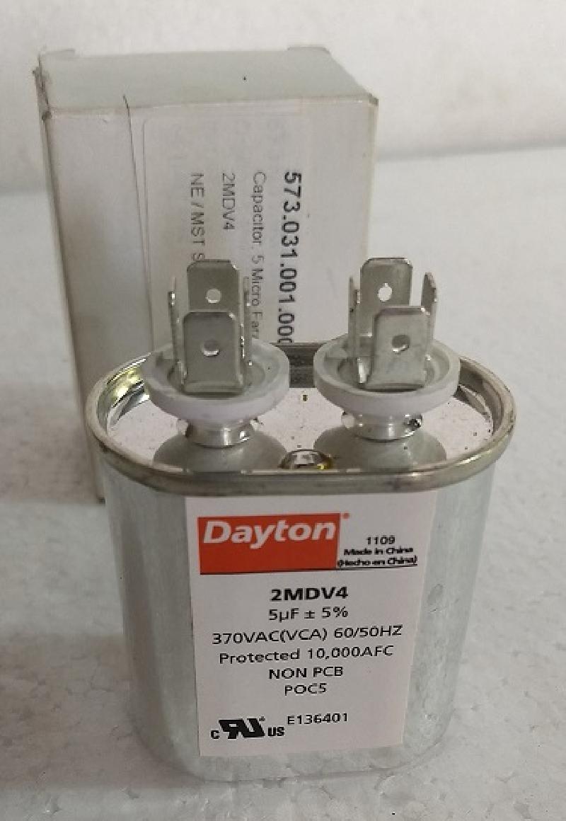 Dayton Motor Run Capacitor 2MDV4  370vac - 60/50 Hz Protected 10,000AFC Non PCB