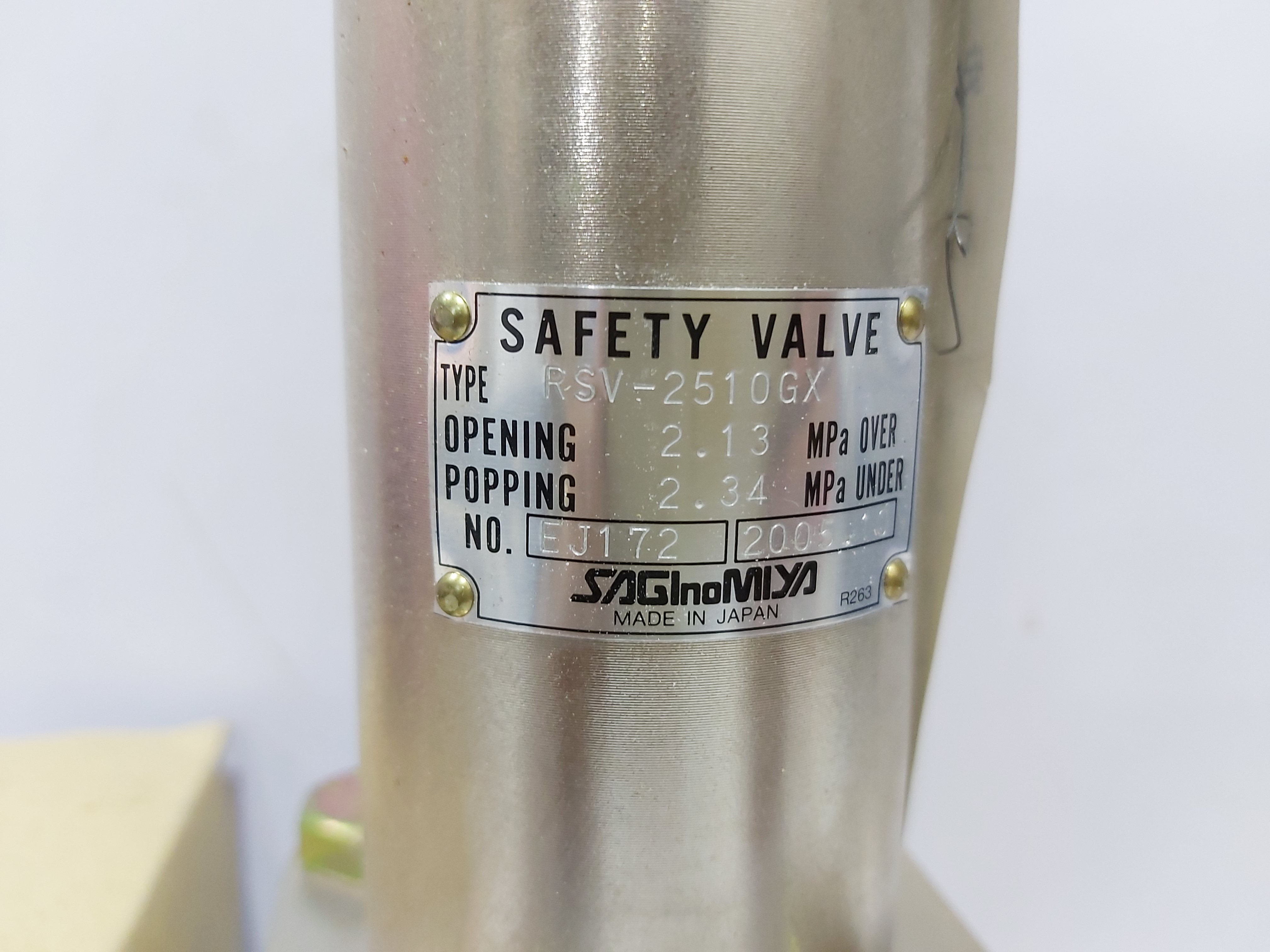 SAGINOMIYA RSV-2510GX SAFETY RELIEF VALVE RSV2510GX