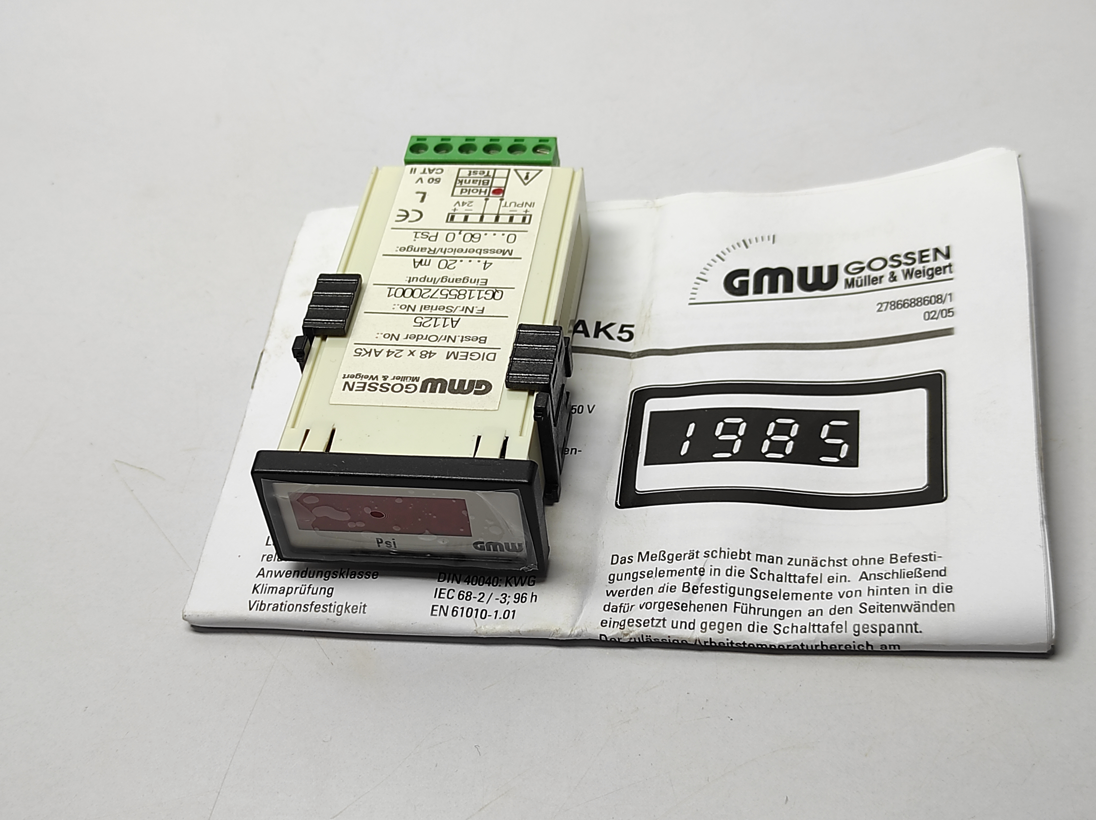 GMW DIGEM 48X24 AK5 A1125 Digital Panel Meter