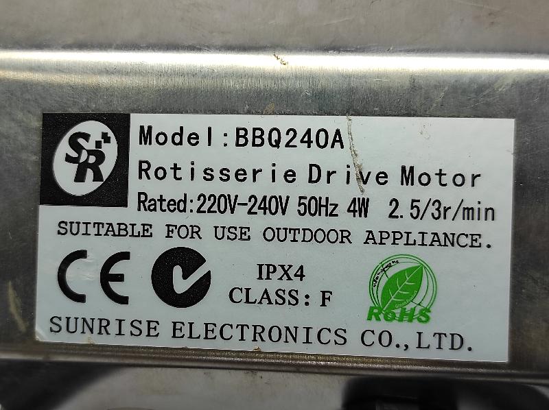 Sunrise BBQ240A Rotisserie Drive Motor