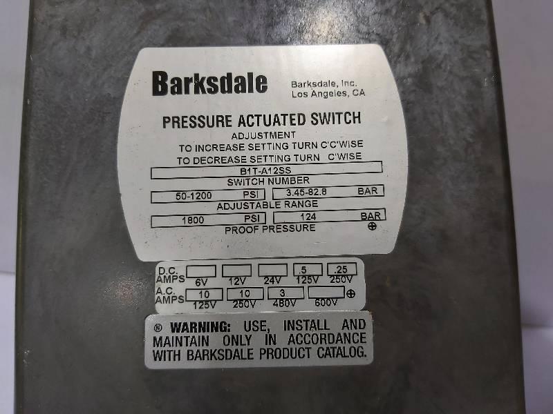 Barksdale B1T-A12SS Pressure Actuated Switch 50-1200 Psi / B1TA12SS