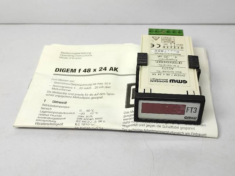 GMW DIGEM f 48 x 24 AK Digital Panel Meter FT3 Range 0-1800