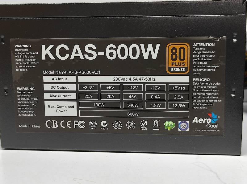 Aero Cool KCAS-600W Power Supply