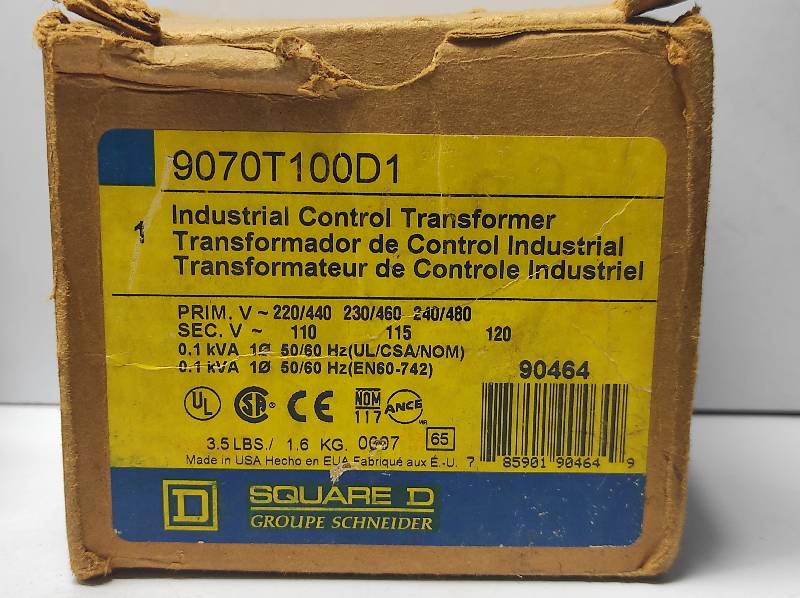 Square D 9070T100D1 Industrial Control Transformer