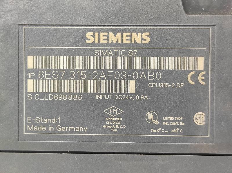 Siemens Simatic S7 6ES7 315-2AF03-0AB0 Central Processing Unit CPU