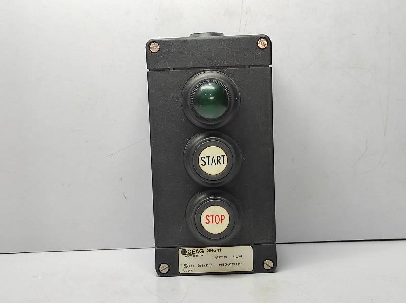 CEAG GHG41 Start Stop Push Button Station With Green Lens Over Pilot Light