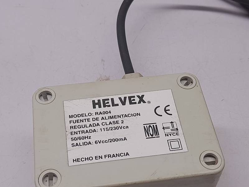 Helvex RA004 Power Supply Input 115/230Vca 50/60Hz Output 6Vcc 200mA
