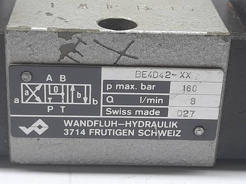 Wandfluh BE4D42-XX Solenoid Valve Pmax 160 Bar Q I/min 8