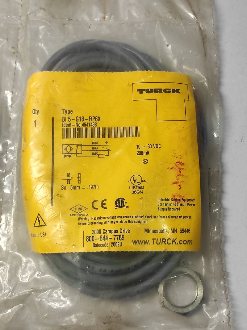Turck BI5-G18-RP6X Proximity Sensor BI5G18RP6X 4641498