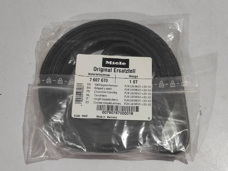 Miele 7 607 670 Edged v-belt 7607670 PJ9 LW3850 +20-10