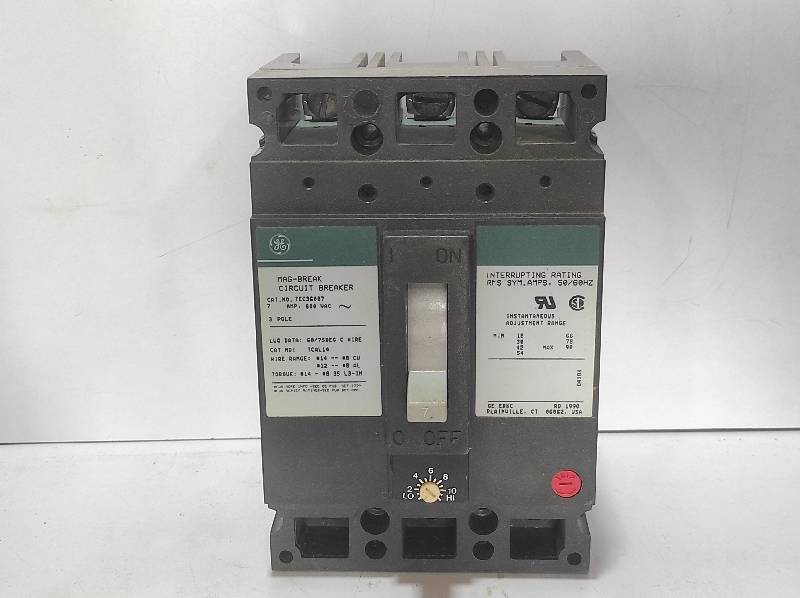 GE TEC36007 Mag-Break Circuit Breaker 7Amp 600VAC~ 3Pole