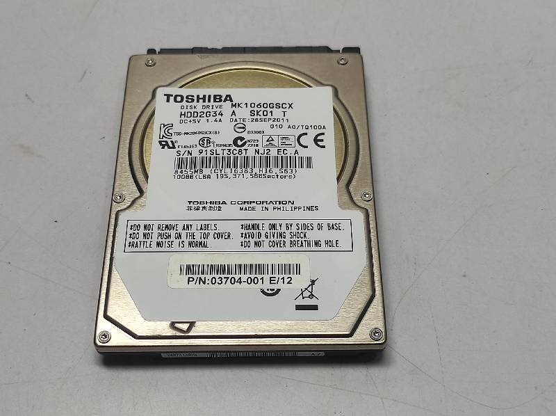 Toshiba MK1060GSCX Disk Drive HDD2G34 A SK01 T1 100GB