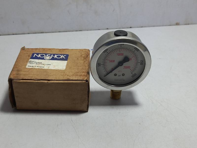 Noshok 25-901-3000 PSI/KPA Pressure Gauge 0-20000kPa 0-3000PSI ¼NPT Bottom Connection