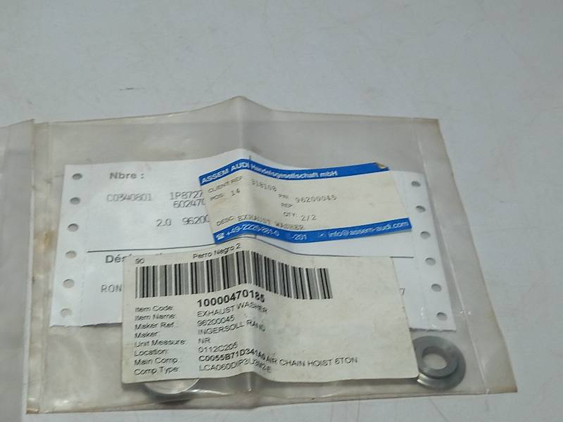 INGERSOLL RAND 96200045 EXHAUST WASHER CHAIN HOIST 6TON - S N Ship Spares