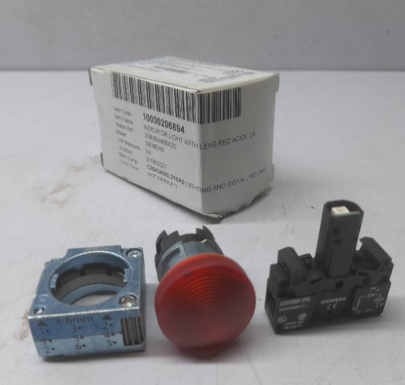 Siemens 3SB3 644-6BA20 Indicator Light With Red Lens 3SB36446BA20 3SB3400-1PB