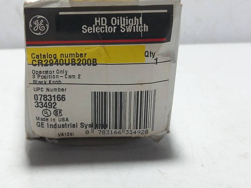 GENERAL ELECTRIC CR2940UB200B SELECTOR SWITCH 3POSITION 