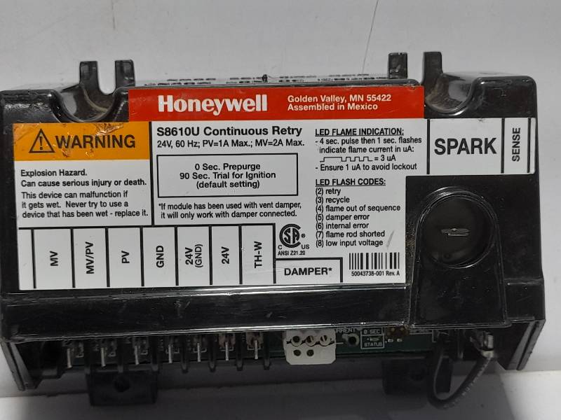 Honeywell S8610U Continuous Retry / Pilot Control Module / S6810U