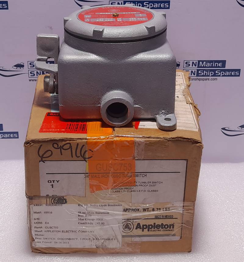 Appleton GUSC753 ¾” Mall Iron GUSC Tumbler Switch 3P 30A 600V 3PH