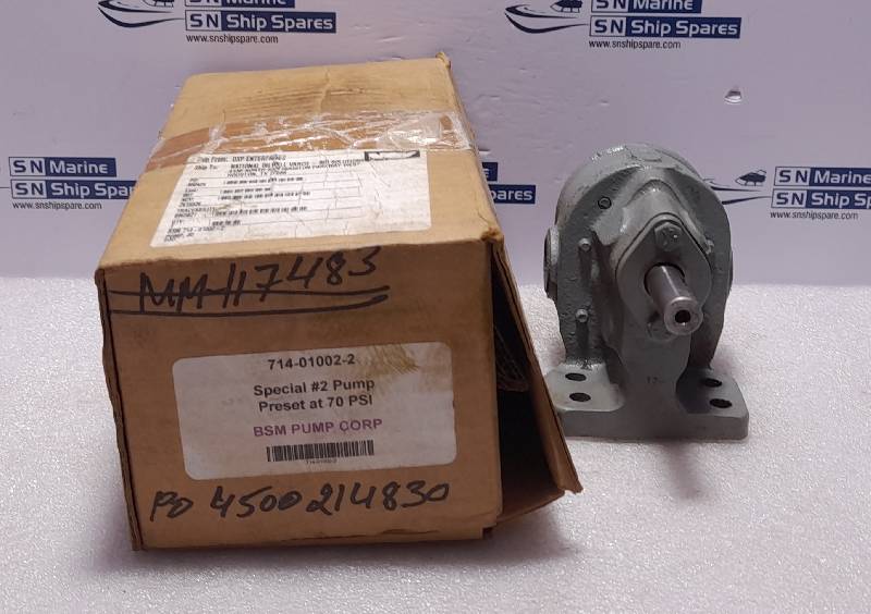 BSM 714-01002-02 Special #2 Pump Preset At 70 PSI NOV 7815926 Rotary Gear Pump