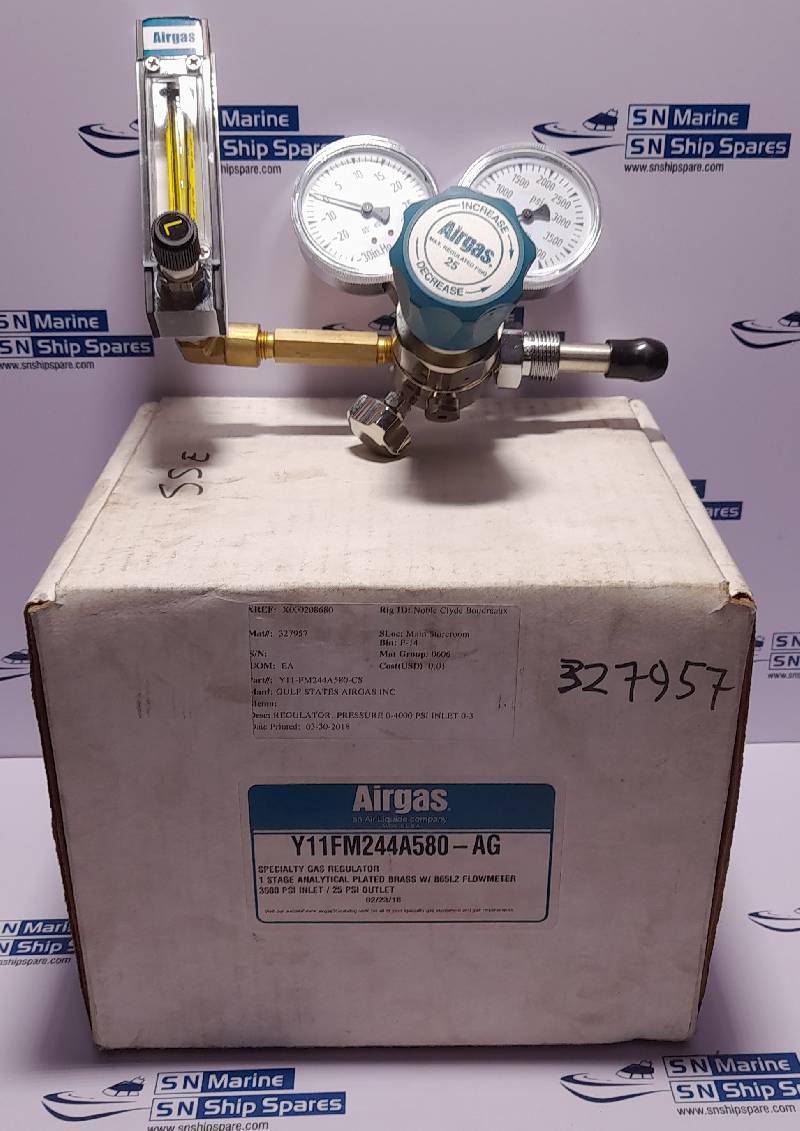 Airgas Y11FM244A580-AG Specialty Gas Regulator Y11-244A PMR1-012639Flowmeter