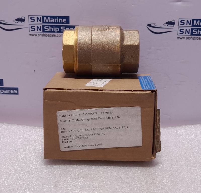 Pioneer Air Systems B80007052081 Check Valve 1-½ 400WOG