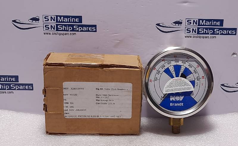 NOV Brandt 29K Pressure Gauge 0.250In NPT K 29 0-550 kPa 0-80 PSI