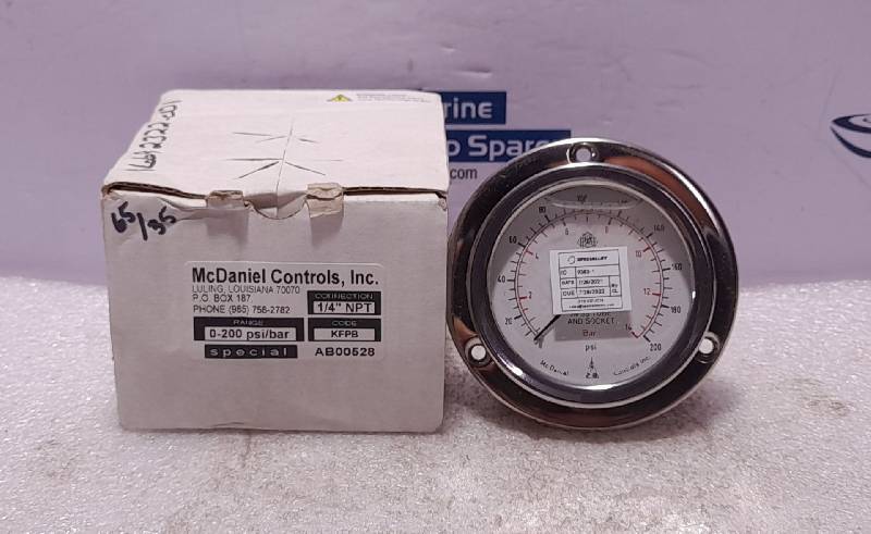 McDaniel Controls 0-200 PSI 0-14 Bar ¼” NPT Pressure Gauge NOV 4005105 Rev A