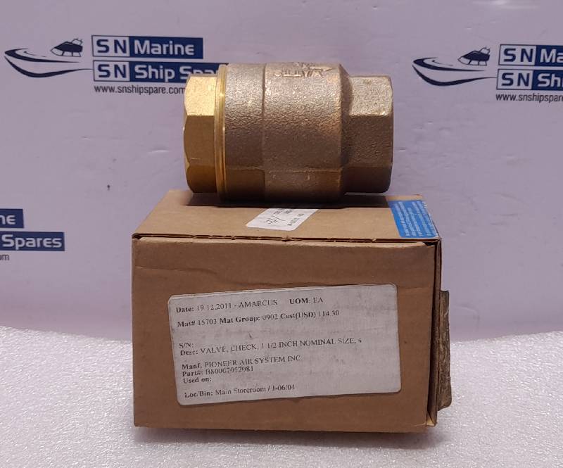 Pioneer Air Systems B80007052081 Check Valve 1-½ 400WOG