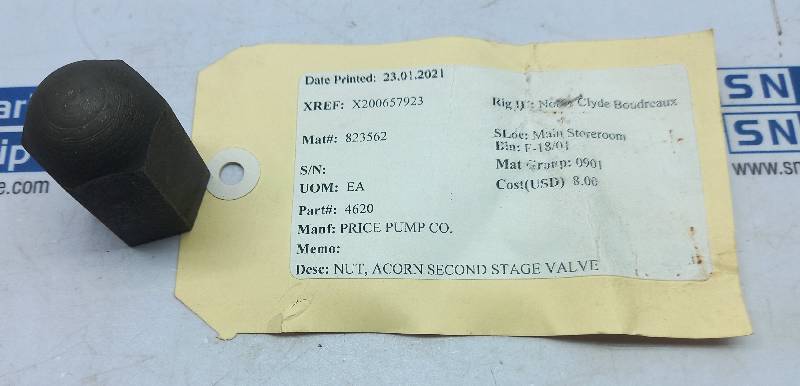 Price Pump 4620 Acorn Second Stage Valve Nut 2PCs In Lot