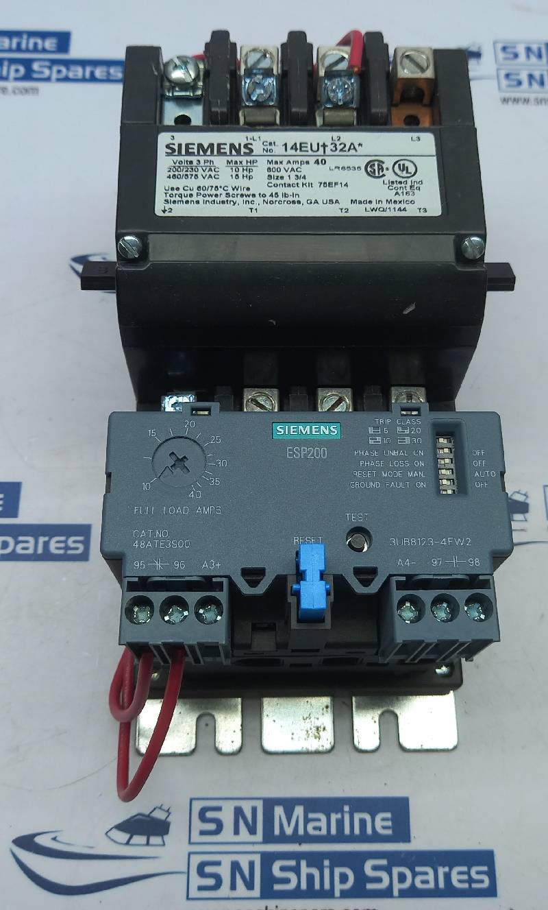 Siemens 14EUE32AA Non-Reversing Motor Starter With ESP200 Solid State Overload Relay