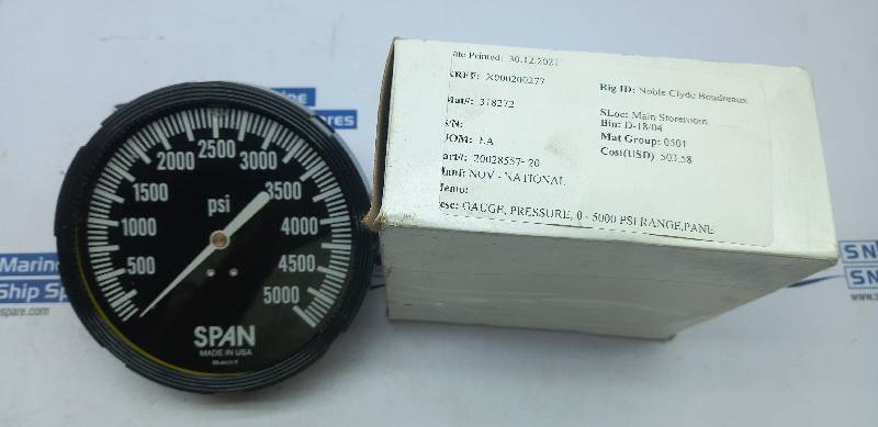 Span 05-4111-T Pressure Gauge 0-5000Psi Range Nov-National 20028557+20