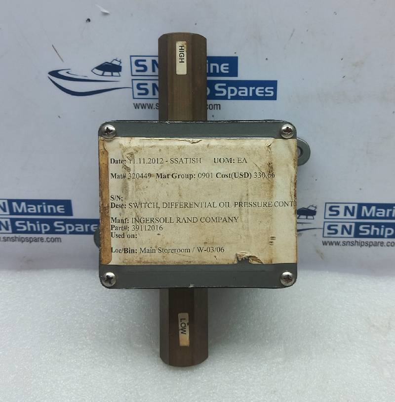 Ingersoll-Rand 39112016 Oil Differential Pressure Control Switch