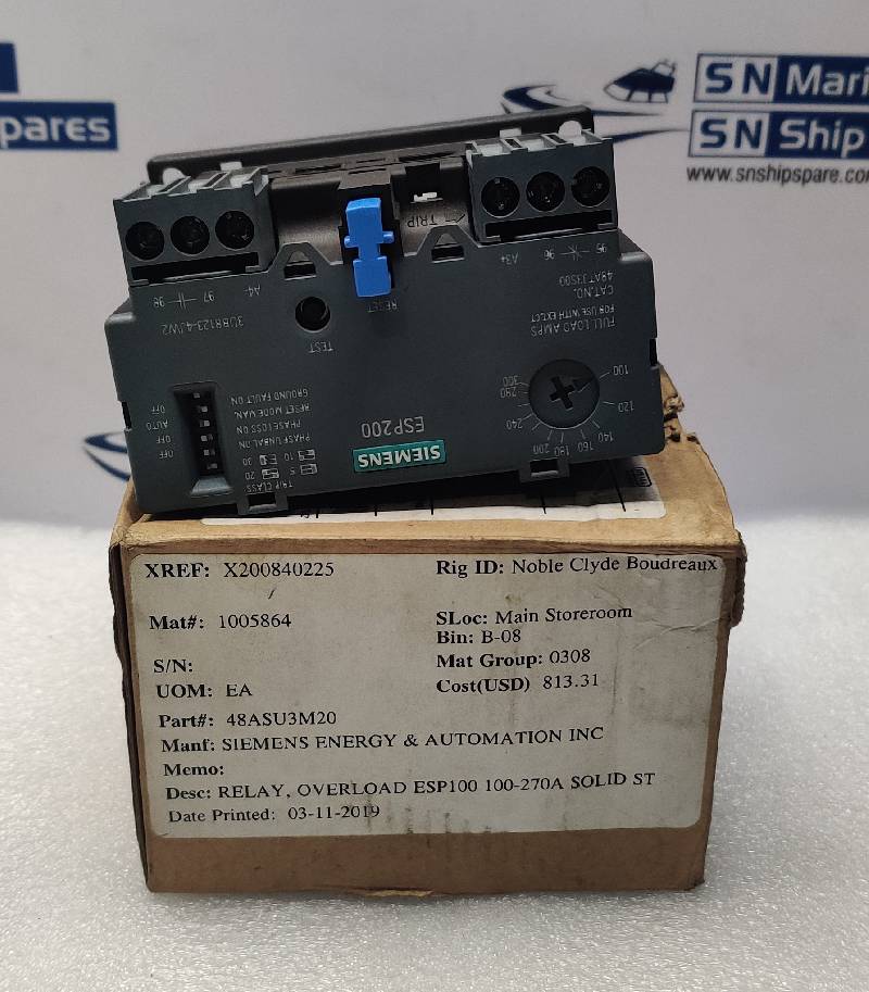 Siemens 48ATJ3S00 Solid State Overload Relay 100-270A ESP200