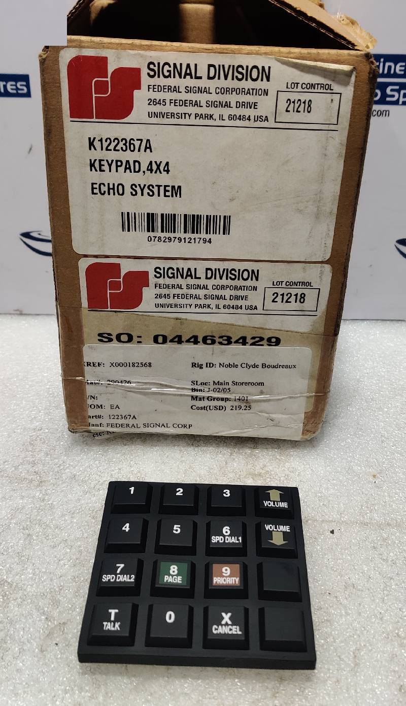 Federal Signal K122367A Keypad 4X4 Echo System 122367A Rev A