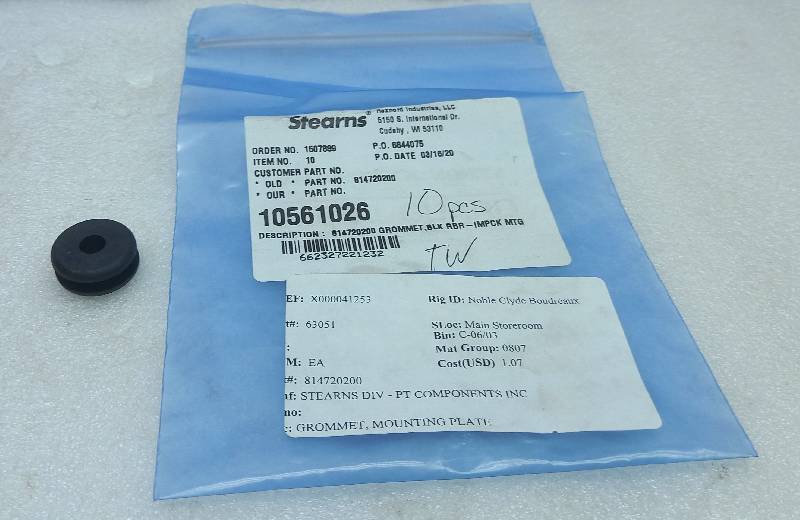 Stearns 10561026 Mounting Plate Grommet 814720200 10PCs In Lot
