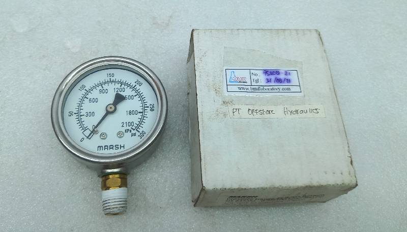 Marsh J7658P Liquid Filled Pressure Gauge 0-300Psi 0-2100kpa ¼ NPT