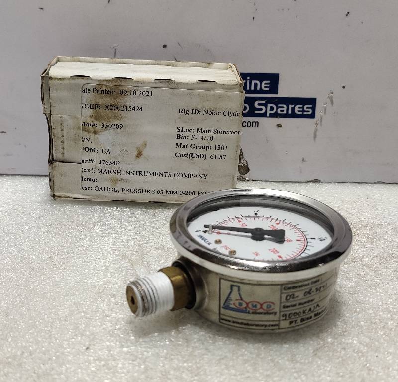 Wika 212.53.63 Pressure Gauge 0-200Psi 16Bar 1/4 NPT Marsh J765P