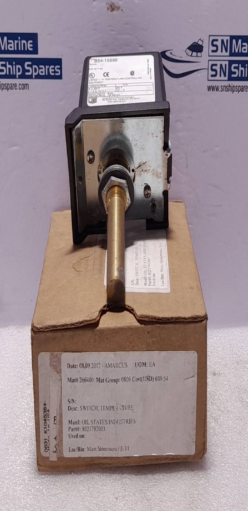 United Electric UE B54-15696 Temperature Switch 721T-63 Operating Range 0 to 225 F
