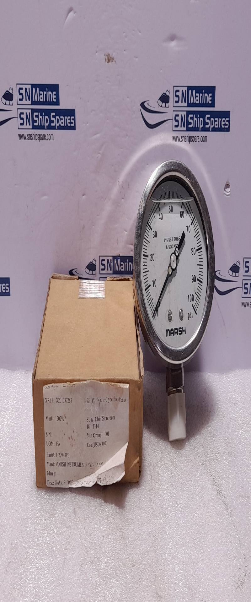 Marsh Bellofram H20948PE Pressure Gauge 100MM QUAL ½ NPT 0-100 PSI