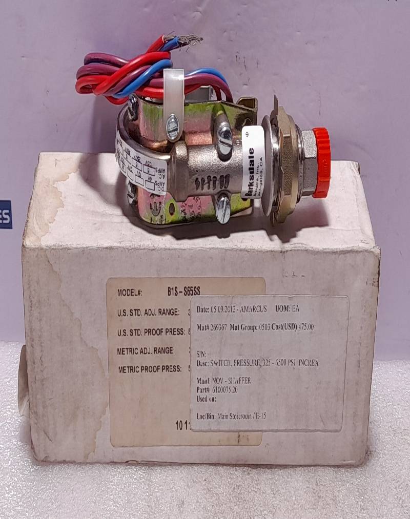Barksdale B1S-S65SS Pressure Switch 325-6500 Psi Nov-Shaffer 6100075-20