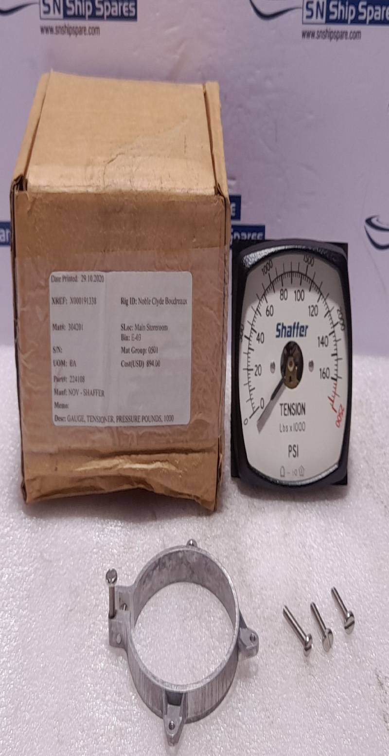Record Electrical 224108D NOV Shaffer 224108 Tensioner Pressure Gauge 0-2500 PSI