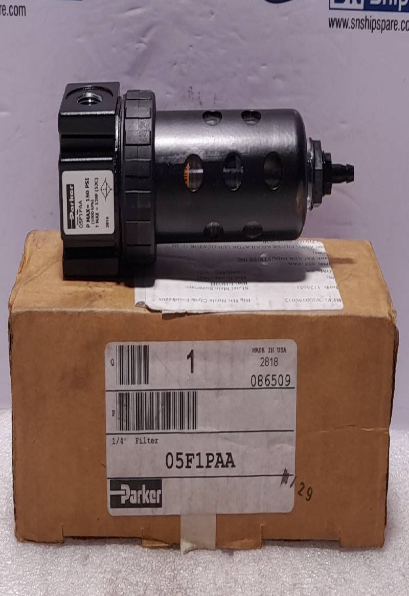 Parker 05F1PAA ¼” Filter Pmax 150 PSI 1000 kPa Tmax 125F 52C