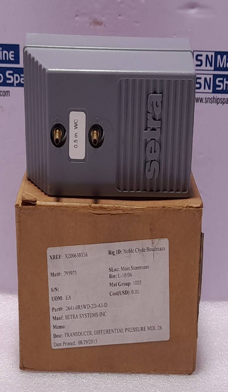 Setra DPT2640-0R5D Pressure Transducer 26410R5WD2DA1D Range 0-0.5” WC