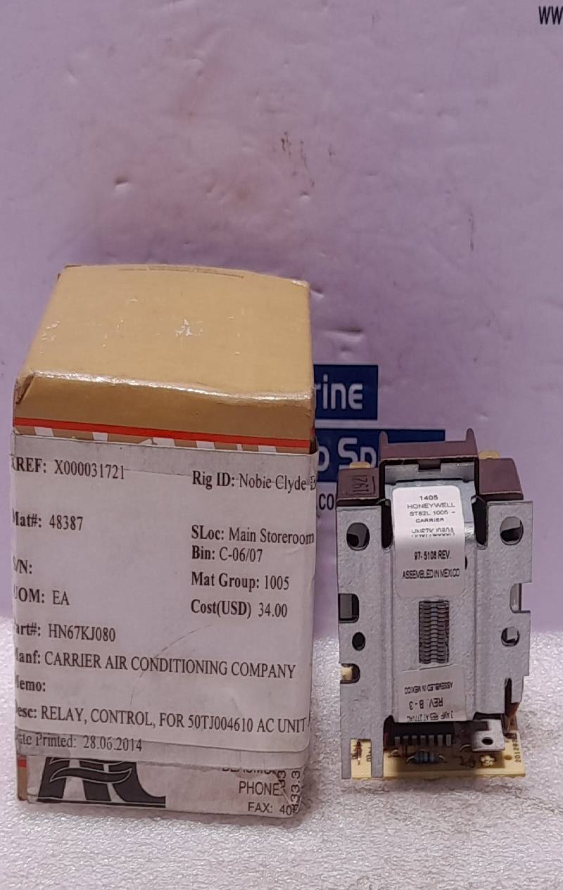 Honeywell ST82L 1005 Carrier HN 67KJ 080 Time Delay Relay HN67KJ080 3A Res At 277 VAC