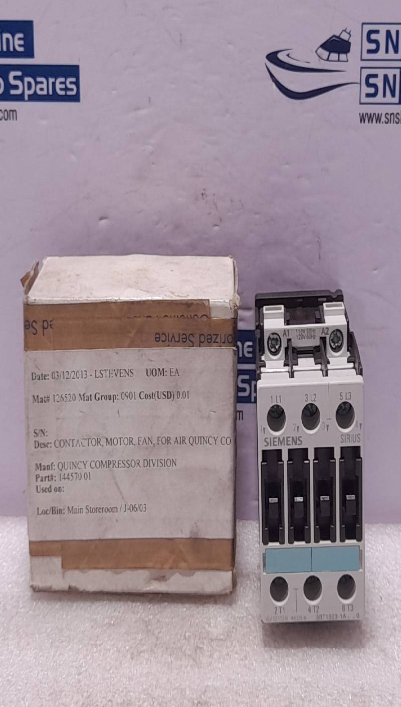 Siemens Sirius 3RT1023-1A..0 Contactor 110V50Hz 120V60Hz Quincy 144570-01