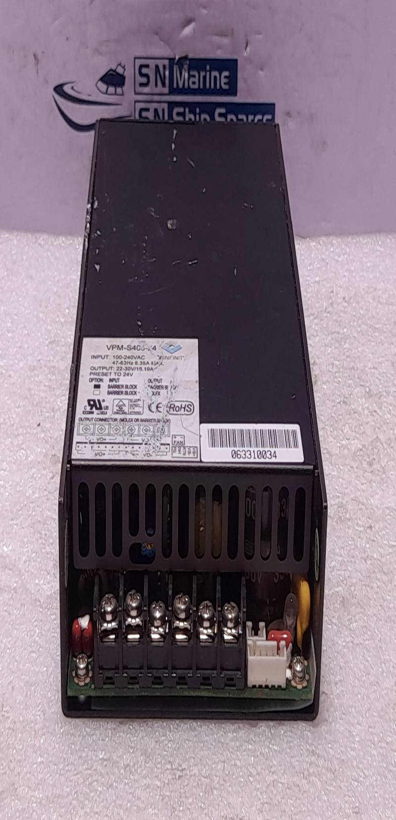 V Infinity VPM-S400-24 Power Supply In 100-240VAC 47-63Hz 6.35A Max Out 22-30V 18.19A