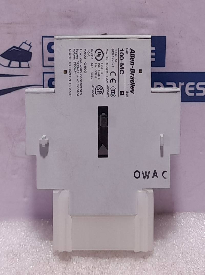 Allen Bradley 100-MCA02 Contactor Interlock Ser B AC-12 690V 10A 22.422.140-01